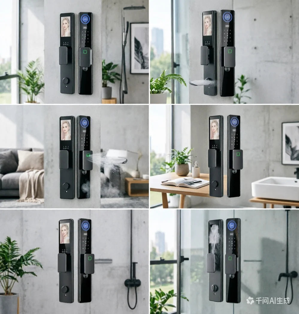 Smart Door Lock 3D Facial Recognition Fingerprint Password IC Card Key Access WiFi Remote Control HD Wide Angle Camera App