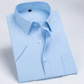 Business Dress Shirt Men Short Sleeve Autumn Spring Fashion Solid Casual Formal White Work Office Simple Basic Man Clothe S-7XL