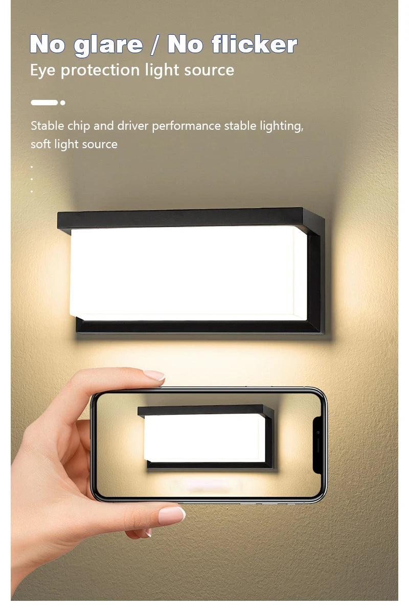 LED Outdoor Waterproof Wall Light 15W Radar Sensing Indoor Bedroom Living Room Outdoor Porch Wall Light Garden Decorative Light