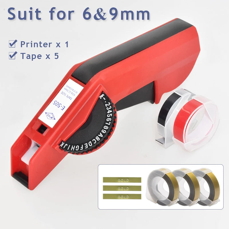 Original Motex E5500 E-505 Manual Label Maker e-5500 Suit For 6/9mm DYMO 3D Embossed Tape Can Replace 1610 12965 1880