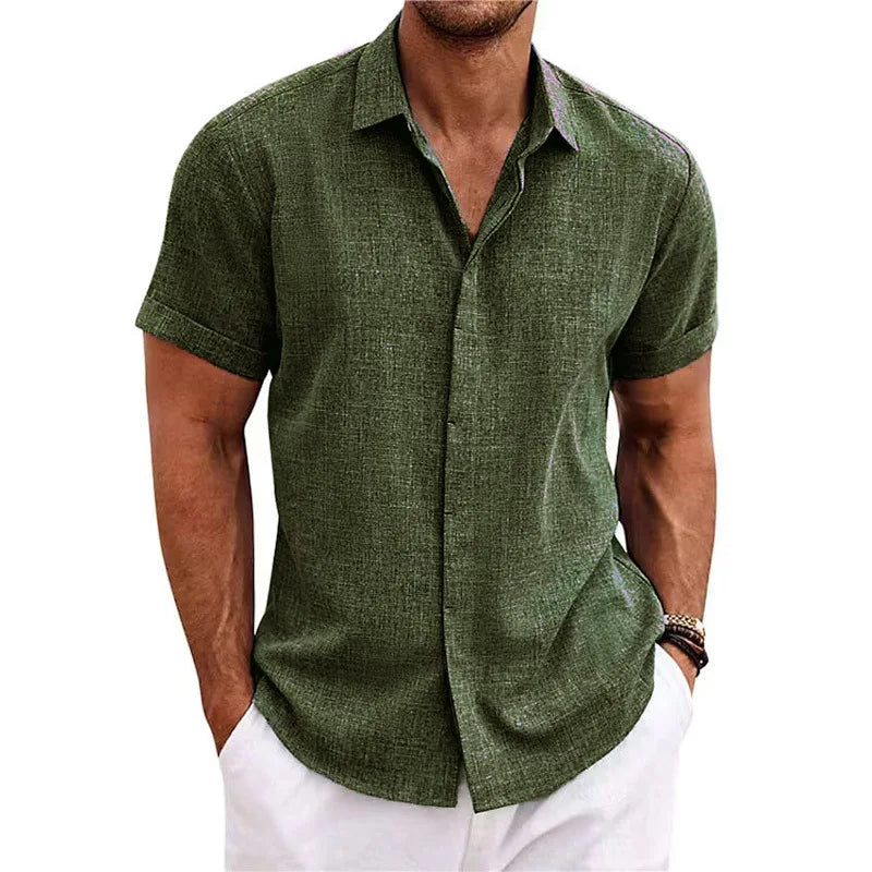 Men's Cotton Linen Short Sleeved Shirt Summer Casual Camisas Harajuku Blusas Mens Shirts Fashion Tops Men Clothing Streetwear