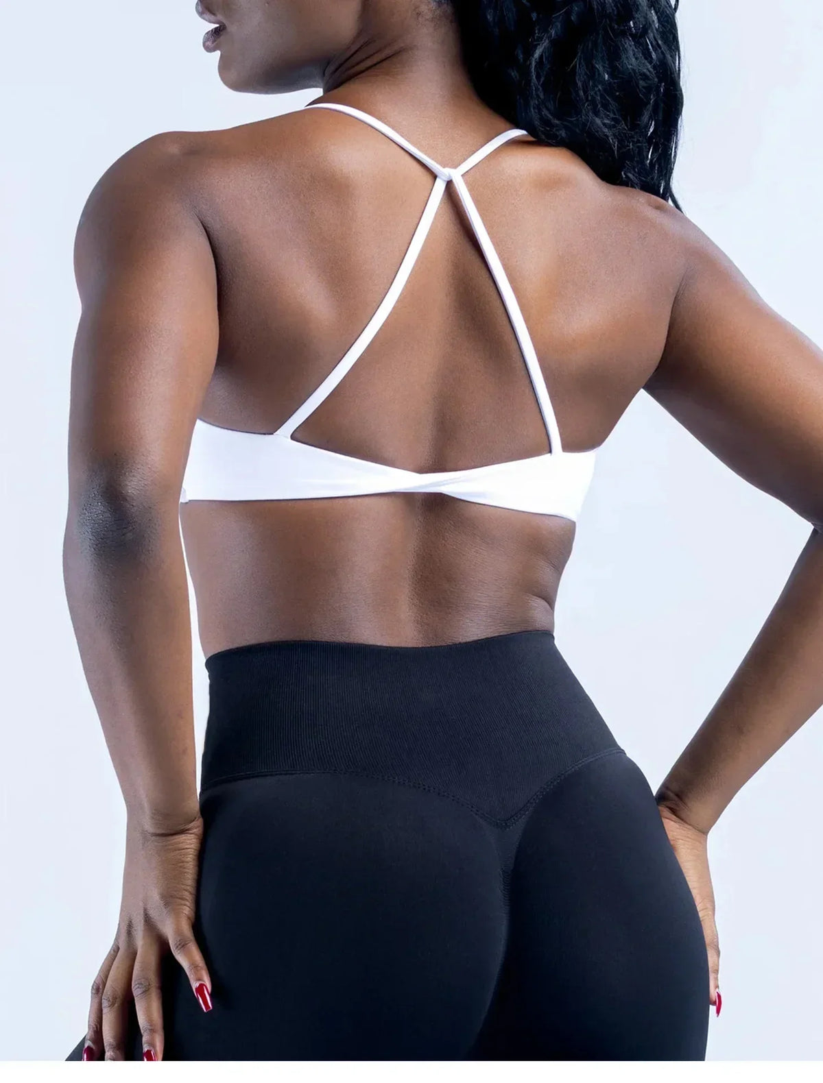 LOGO Women Seamless Front Twist Sports Bra Thin Strap Back Sports Vest Yoga Fitness Workout Activewear
