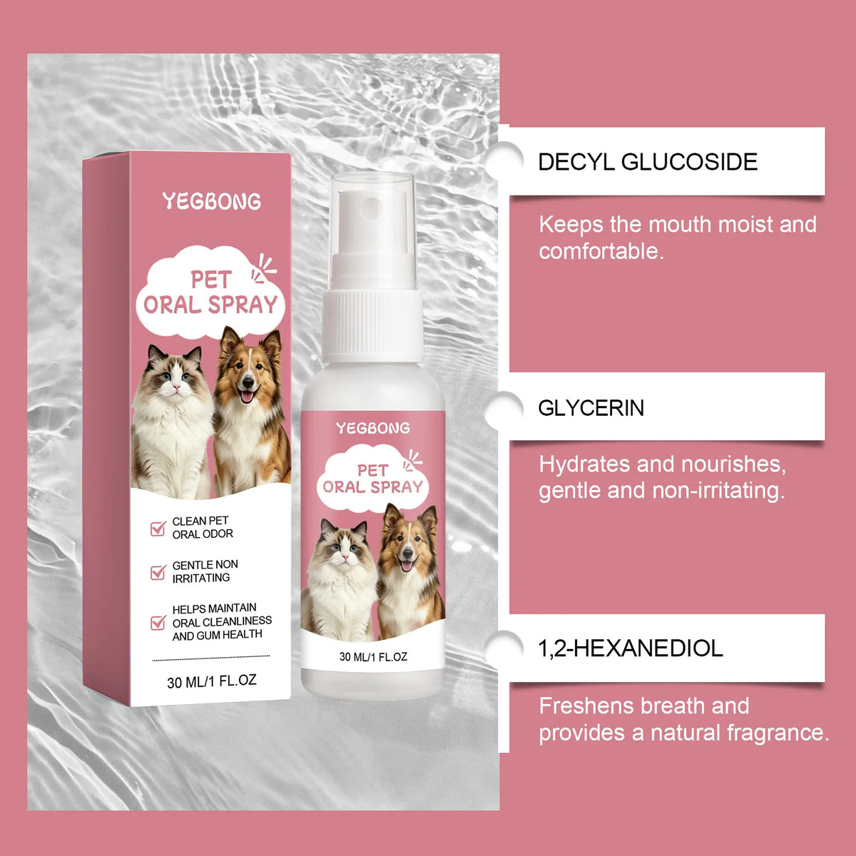 Pet Oral Care Spray Reduce Bad Breath Care Gums Health Gentle Non Irritating Plaque Tartar Remover Care for Dog Cat Oral Cleaner