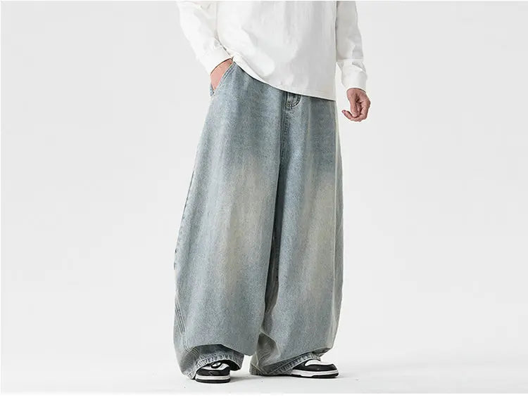 Streetwear Men Wide Leg Denim Pants Harajuku Baggy Jeans Male Casual Oversized Jean Trousers Men Fashion Large Size 5XL
