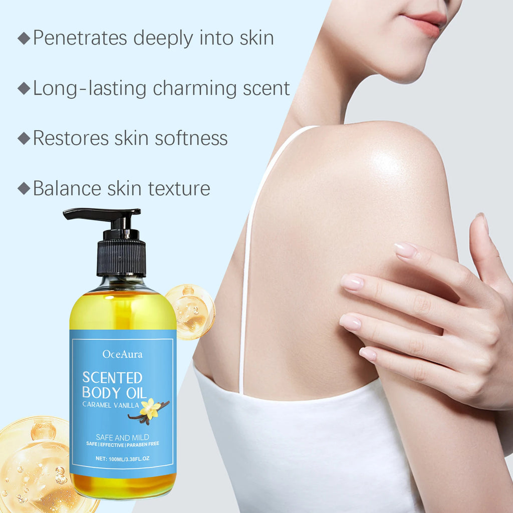 Magic Luxury Caramel Vanilla Body Massage Oil For Body Massage Hydrating Nourishing Smoothing Skin Care Muscle Relaxing SPA Oils