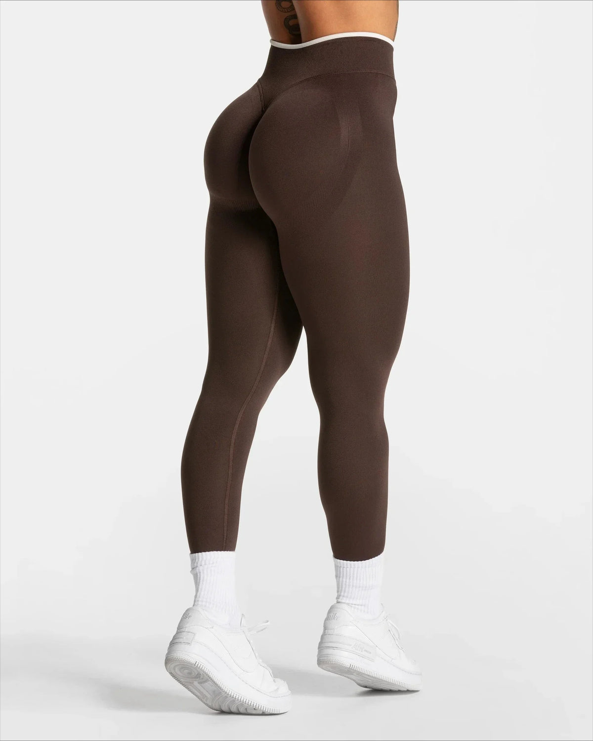 Women's Seamless Gym Solid Color Sports Pants White Edge Waist Tight High Waist Hip Lifting Yoga Pants Running Exercise Pants
