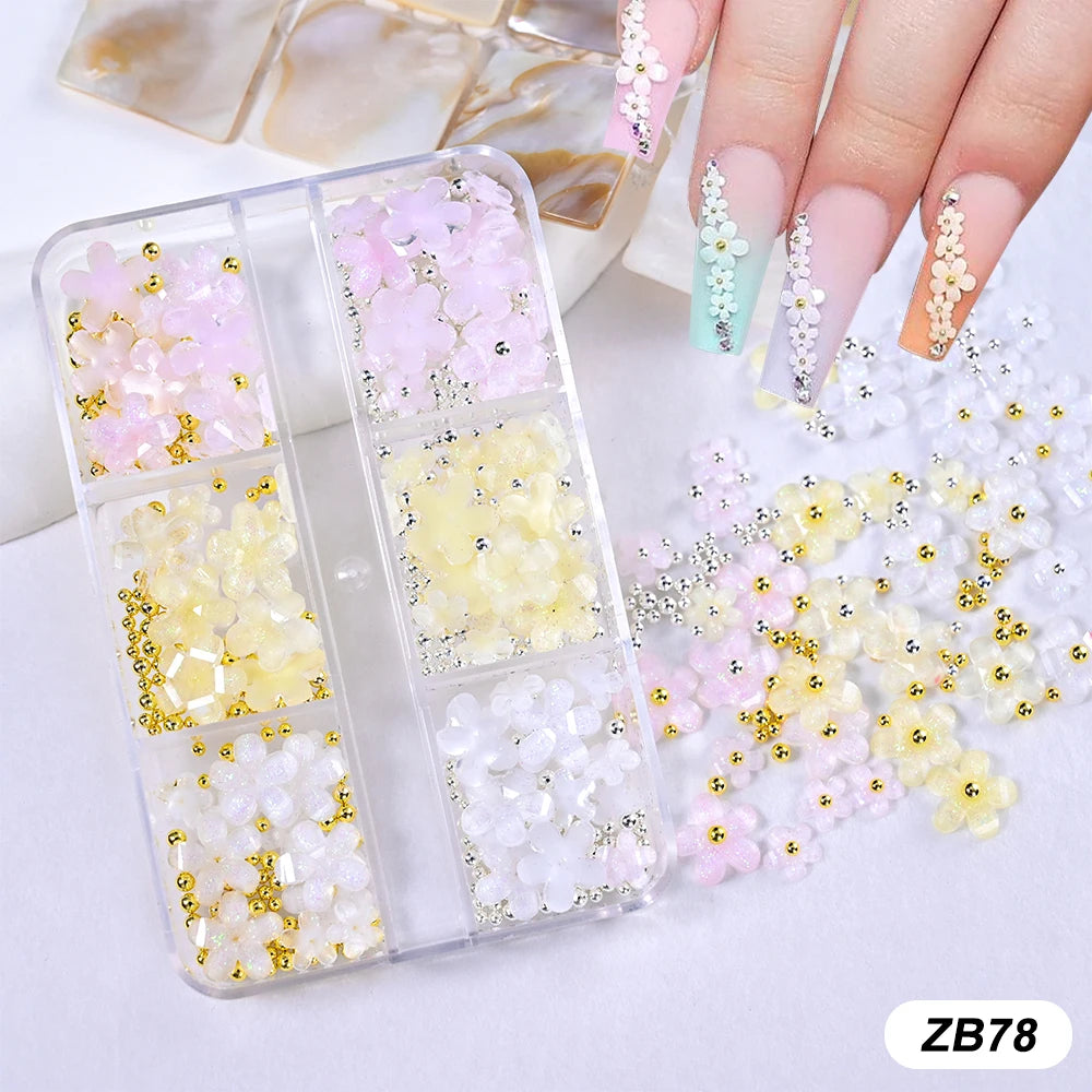 30Pcs-6gGrids Luxury Sailor&Moon 3D Red Crystal Nail Charms Gold Alloy Metal Love-Heart Diamond Nail Decor DIY Manicure Jewelry