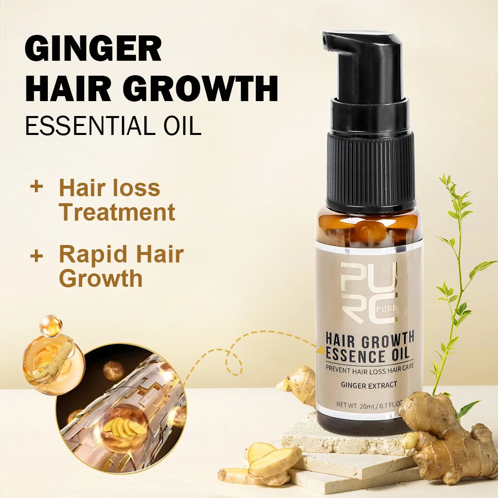 PURC Biotin and Ginger Hair Growth Oil Shampoo Conditioner Sets Hair Loss Treatment Thicker Fuller Stronger Hair Care Products