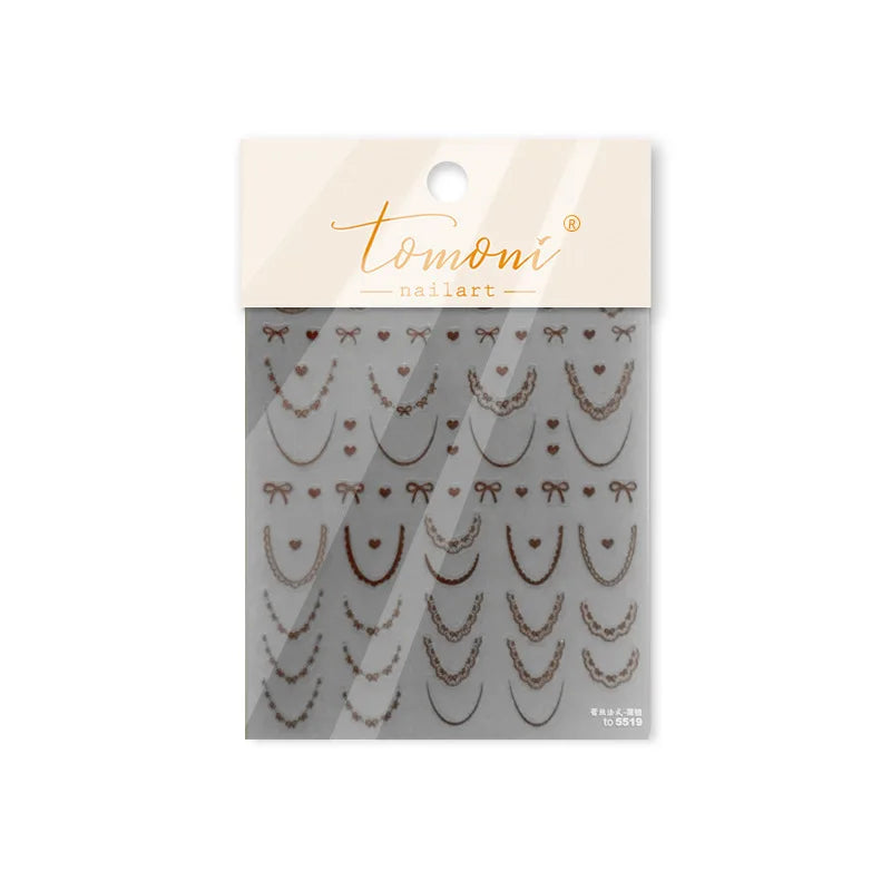 5D Relief Nail Stickers Sweet Small Bow-shaped Nail Decorations Stickers Self Adhesive Bowtie Bowkont Nails Art Accessory Decals