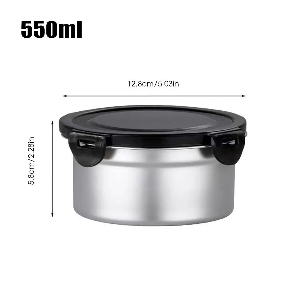 1Pcs Fresh Keeping Lunch Box Lunch Meal Prep Storage Round Bowl Food Container Fridge Kitchen 304 Stainless Steel