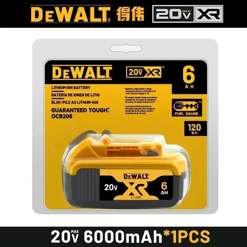 100% Original DeWalt Batteries 20V 6000mAh Li Ion Battery For DCB206 DCB205 DCB204 DCB200 DeWalt Power Tools Air Transport