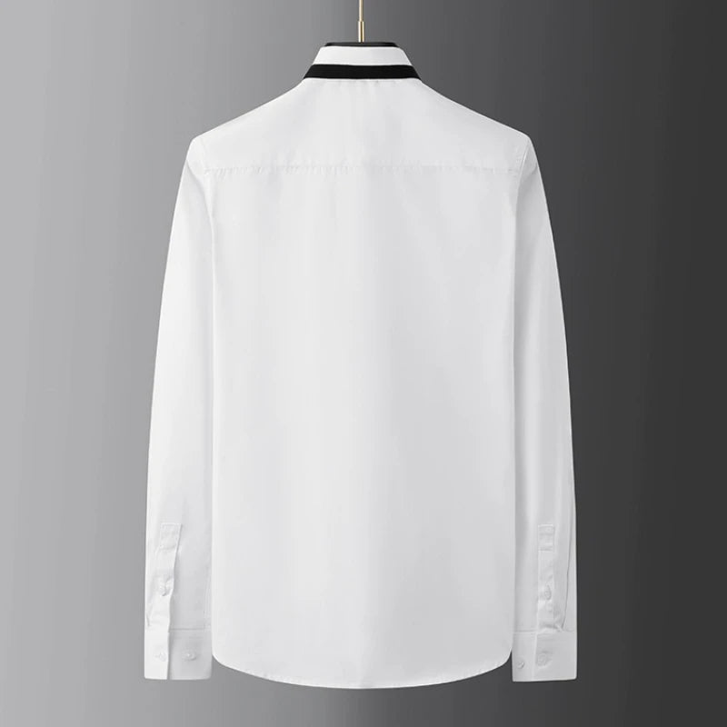 Personalized Design Spliced Men's Shirt Cotton Long Sleeve Casual Shirts Handsome Versatile Business Social Banquet Dress Shirt