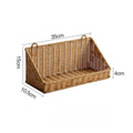 Woven Imitation Rattan Wall Mounted Storage Basket Slanted Shelf Organizer for Kitchen Living Room Bathroom Bedroom Balcony