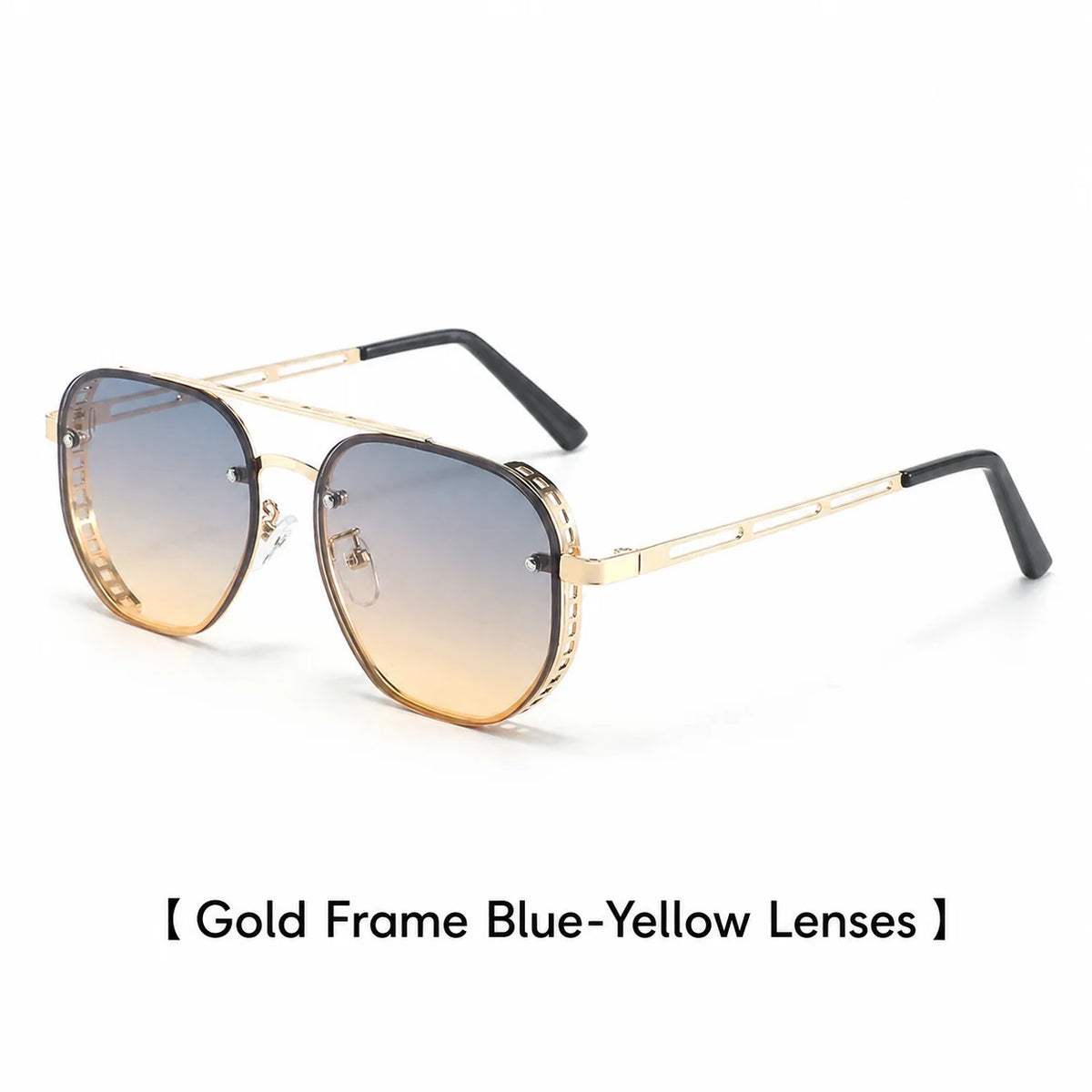 KLASSNUM Metal Frame Sunglasses Korean Oversized Sun Glasses Full Rim Eyeglasses Retro For Outdoor Driving Adult Women Goggle