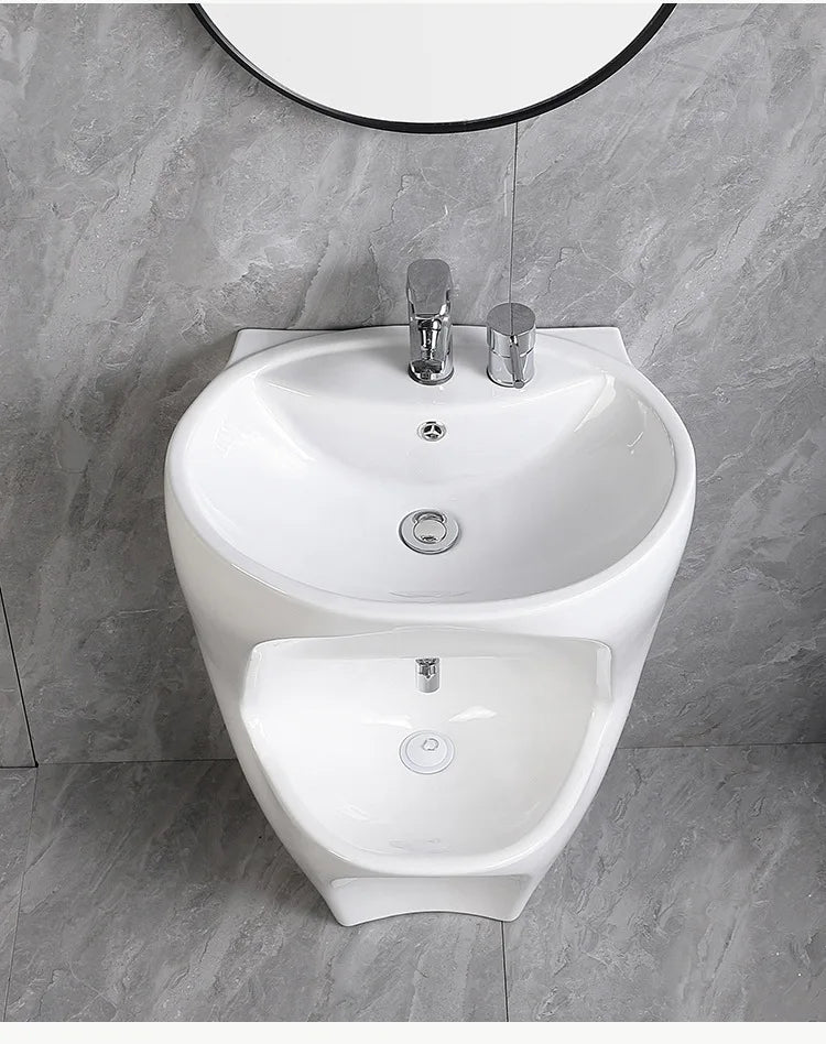 Integrated hand and foot washing basin - ceramic washbasin Интегрированная раковина для мытья рук и ног — керамическая раковина