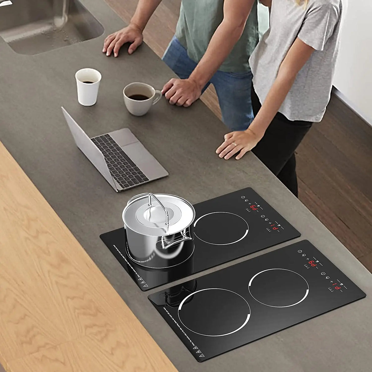 Commercial Built-In 2 Plates Electric Stove Induction Cooker Infrared Cooker Touch Screen Double Cooker Burner Induction Cooktop
