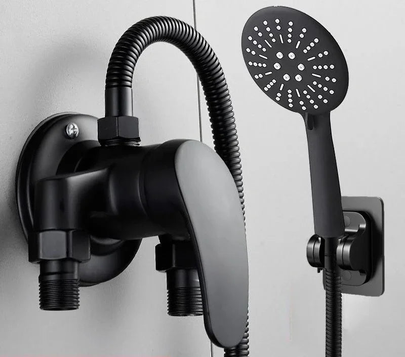 Cold Hot Mixer Tap Bathroom Faucets Black Shower Faucet Shower Head Set Household Wall Mounted Shower Mixer Valve Switch