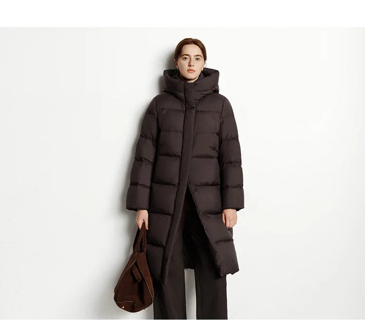 Semir Long Down Jacket Women Waterproof Hooded Coat 2025 Winter New Loose Girls' Jacket Multi-Color Thicken Windbrake Down Coat