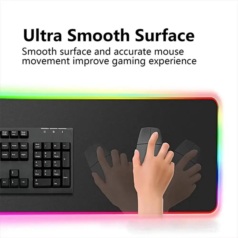 XXL RGB Gaming Mouse Pad 3D Geometric Desk Mat Game Accessories Large LED Light Rubber Anti-slip PC Computer Carpet with Backlit