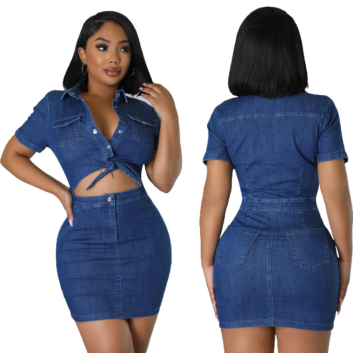 Bodycon Dress Women Denim Dresses Mom Jeans Short Sleeve Mim High Waist Vestidos Sexy Streetwear Elegant Y2k Party Club 2025