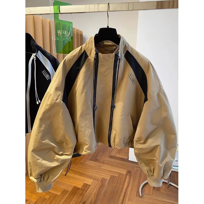 Zipper Design Niche Loose Casual Stand Collar Windbreaker Spring And Autumn Short Top