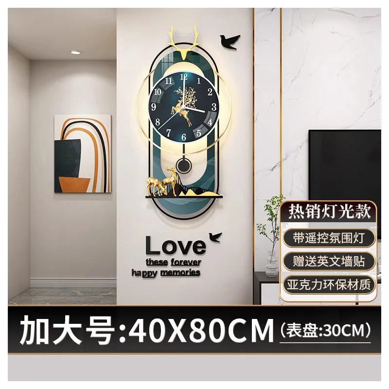 Wall clock household modern light luxury atmosphere decoration wall watch living room simple creative clock wall clock interior