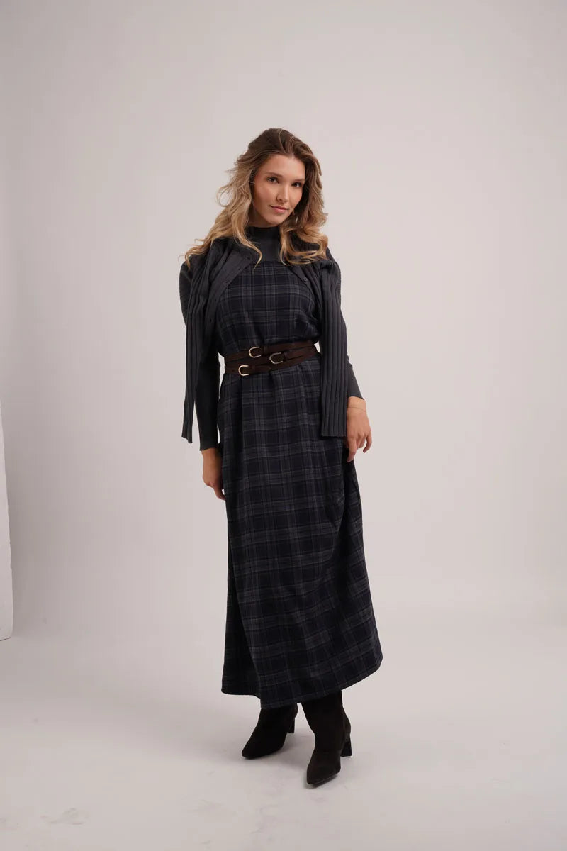 AS AW26 Fashion Plaid slip dress match knit wide-rib cardigan Knit mockneck top woman clothes
