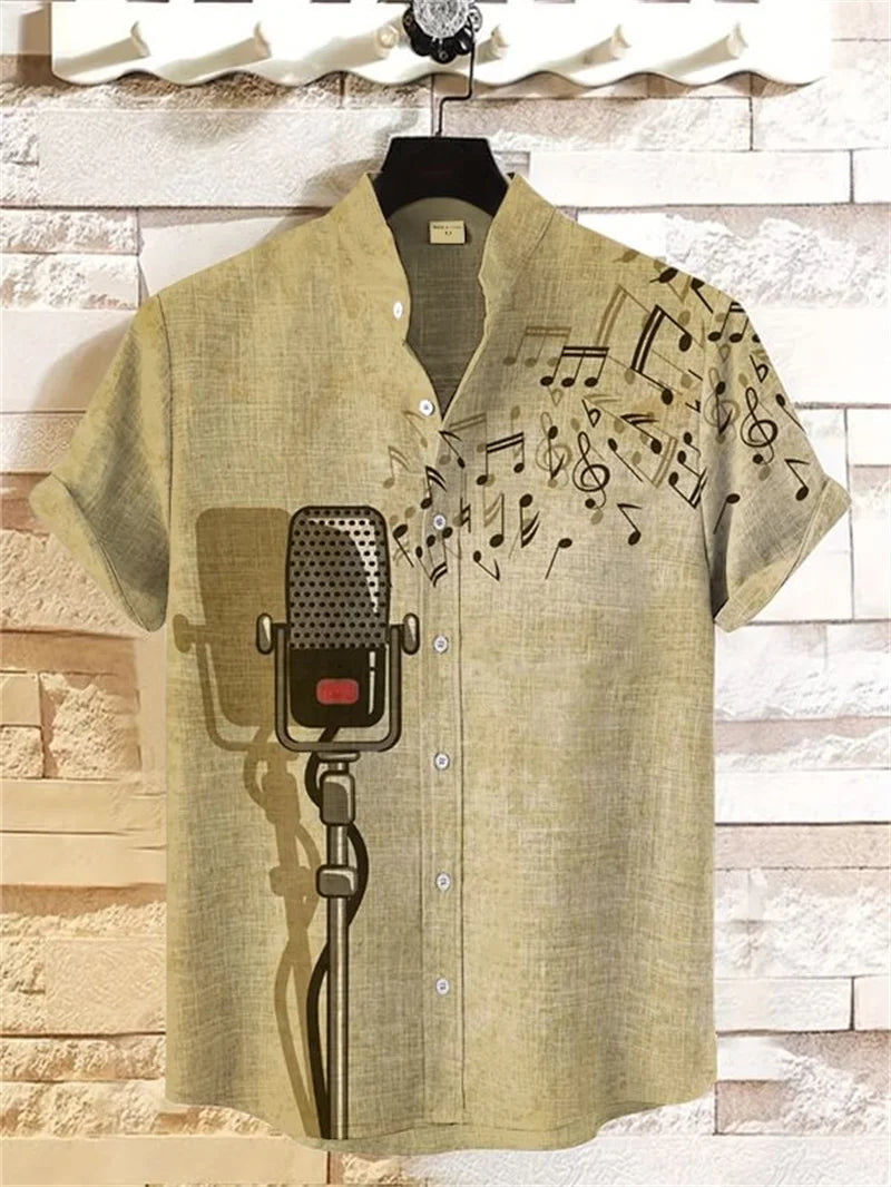 2025 denim shirt men's retro short sleeved shirt ethnic shirt animal cat 3D printed casual shirt men's clothing