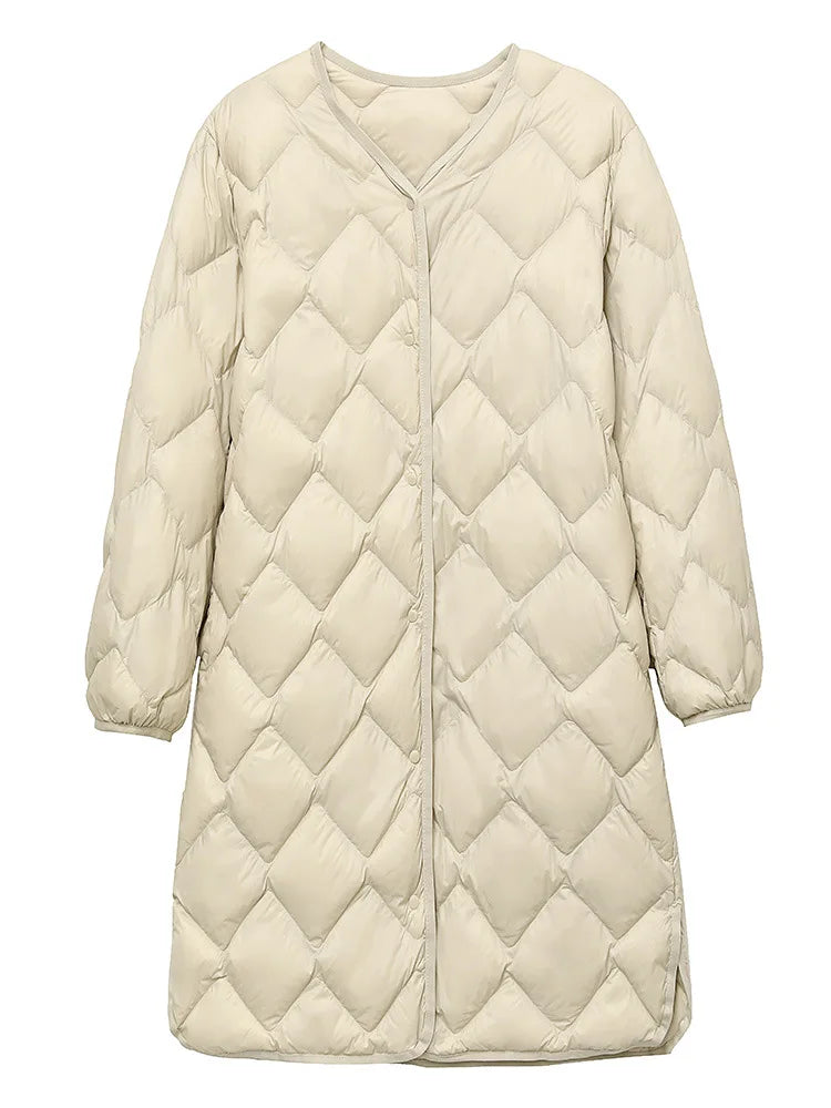 NewBang Long Ultra Light Down Jacket Women Duck Down Coat Female Diamond Warm Lighteight O-neck Coat