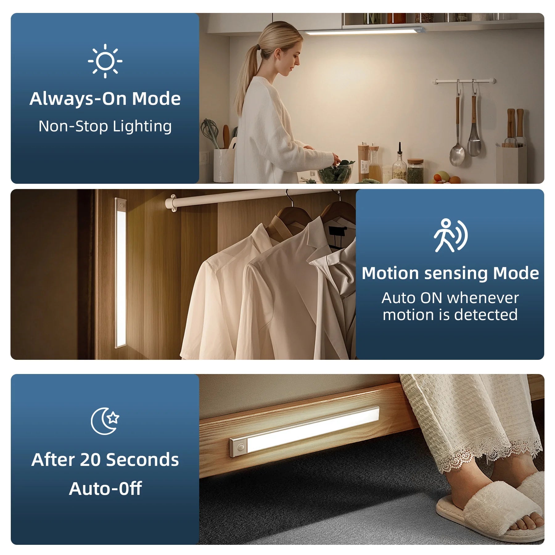 Cabinet Lights Motion Sensor LED Wireless USB Under Ultra Thin Night Light For Kitchen Cabinet Bedroom Wardrobe Indoor Lighting