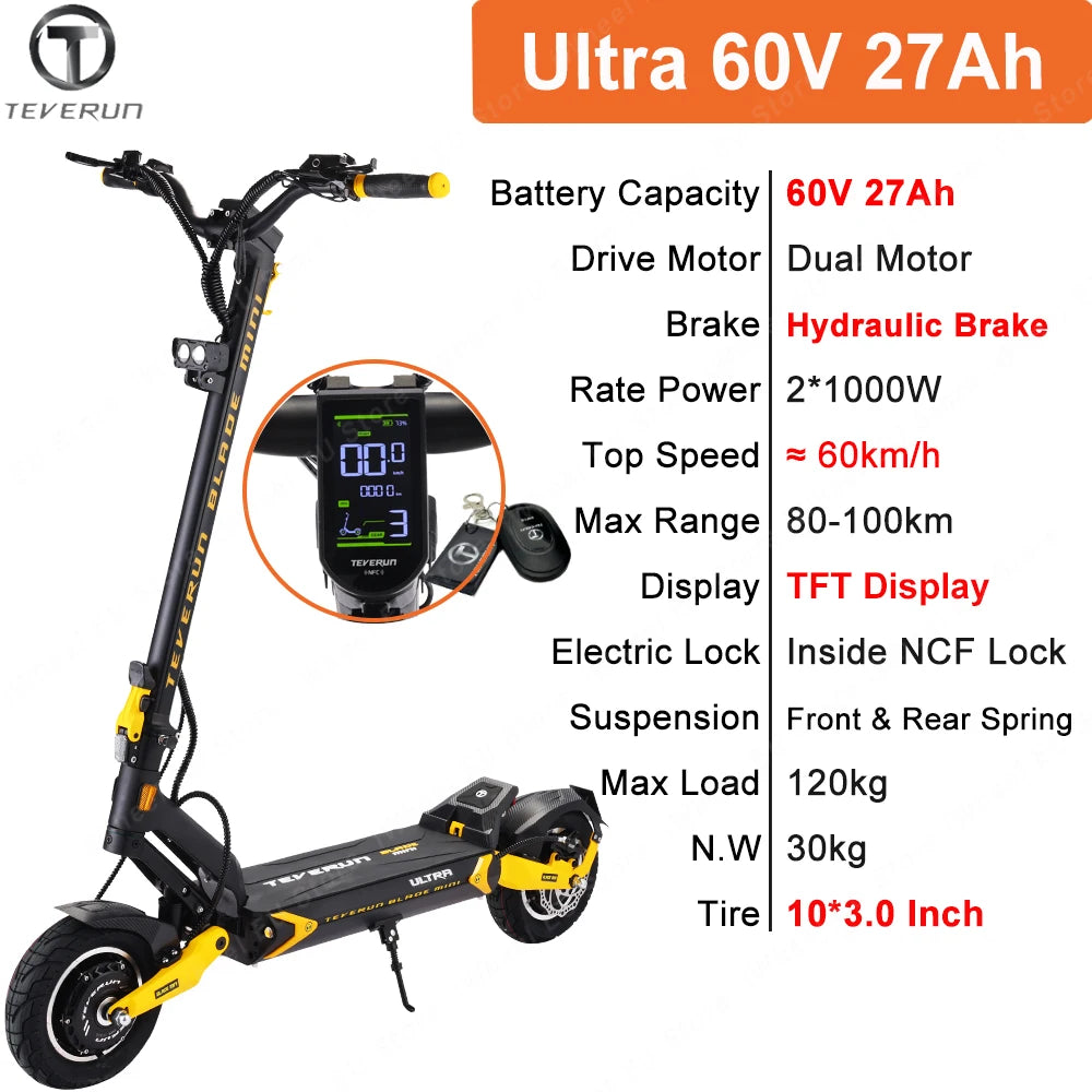 Newet Blade Mini Ultra 60V 27Ah TFT Display Inside NFC Full Hydraulic Brake Dual Motor Blade MINI Ultra