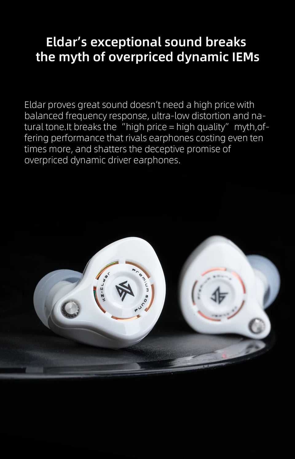 KZ Eldar 1DD In-Ear Monitor, Custom Dynamic Driver, Balanced Sound Fast Transient, HiFi Earphone