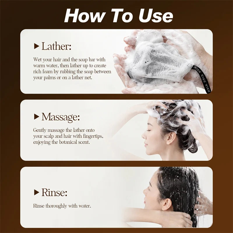 Black Shampoo Soap Natural Hair Darkening Bar Soap Deep Cleansing Nourish Hair Root Shampoo Soap Repair Dry Frizzy Scalp Care