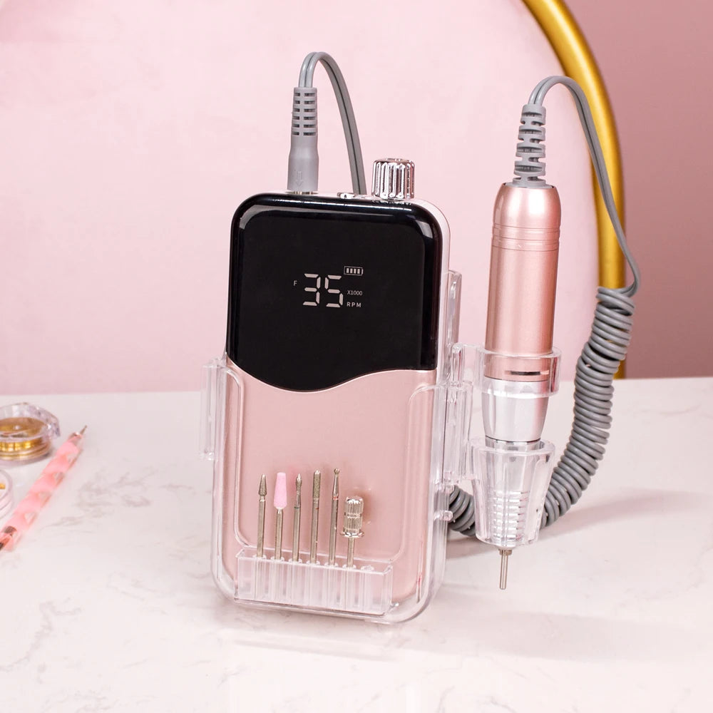 Professional Manicure Electric Nail Drill Machine 35000RPM Cordless Nail File Rechargeable Nail Polishing Grinder For Nails