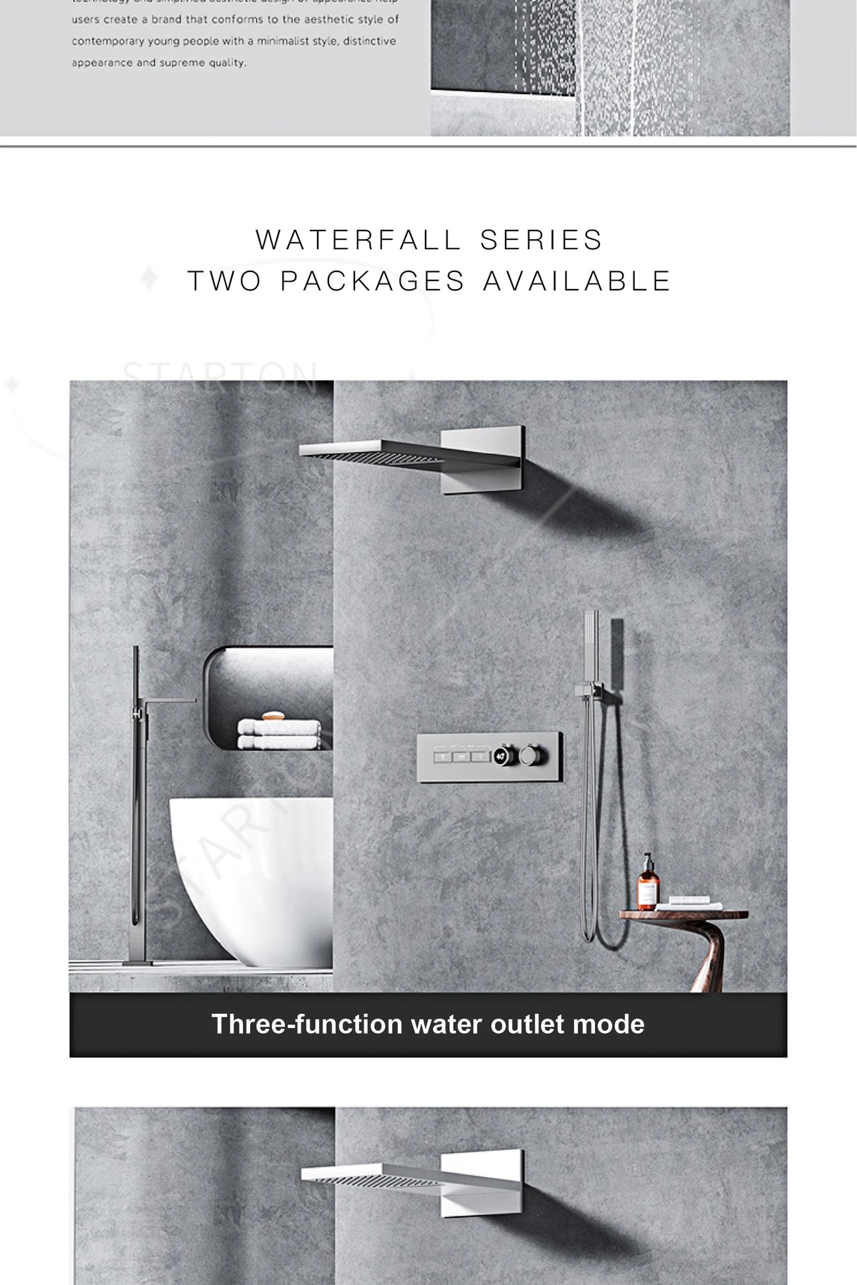 Luxury Black Brass Shower System, Wall Mounted Led Digital Display, Cold Hot Dual Control, Four Function Ceiling Shower Tap