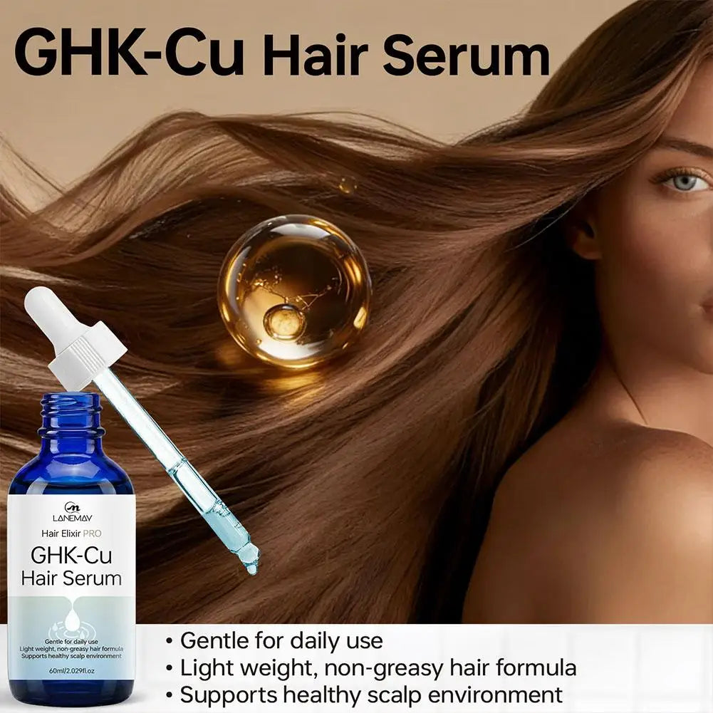 60ml GHK Cu Copper Peptide Hair Serum Hair Deep Nourishment Fast Absorbing Moisturizing Strengthen Roots Non Greasy