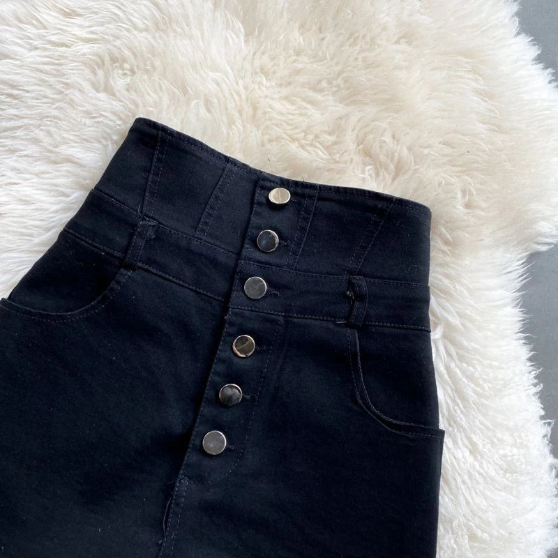 Streetwear Black Denim Shorts Women Fashion High Waist Hip Wrap Shorts Jeans Summer Korean Single Breasted Sexy Hot Short Pants