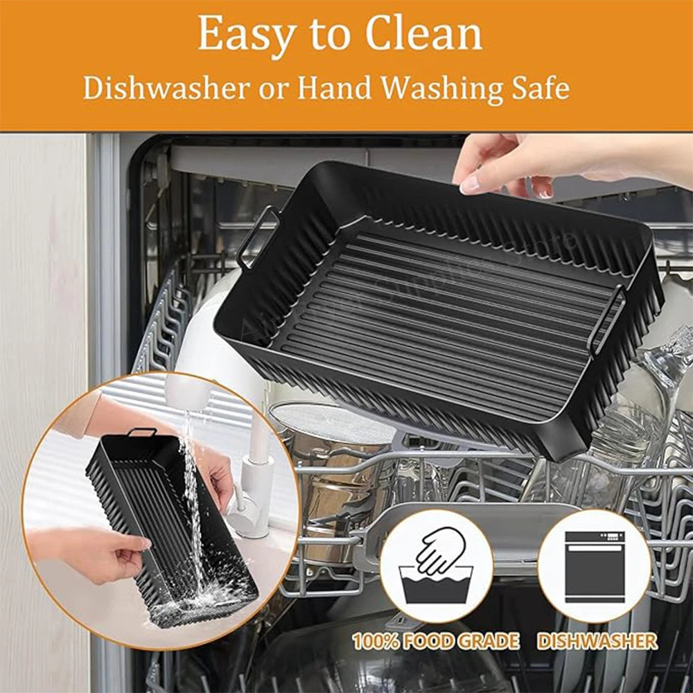 Rectangle Air Fryer Mold for Ninja Foodi Flex 10.4L AF500EU Reusable Heat Resistant Silicone Pot for Ninja Air Fryer Accessories
