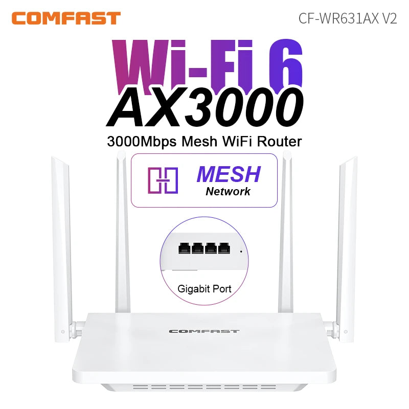 Comfast AX3000 WIFI6 Router Gigabit 2.4G&5GHz 802.11AX Wireless Signal Amplifier Booster Gigabit Router WIFI Amplifier For Home
