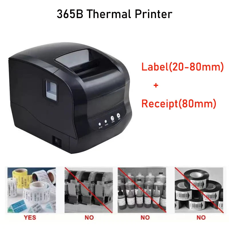 Xprinter 365B Label Printer Thermal Barcode Receipt Printer Sticker Printer 20-80mm Paper in Supermaket For Windows/Linux