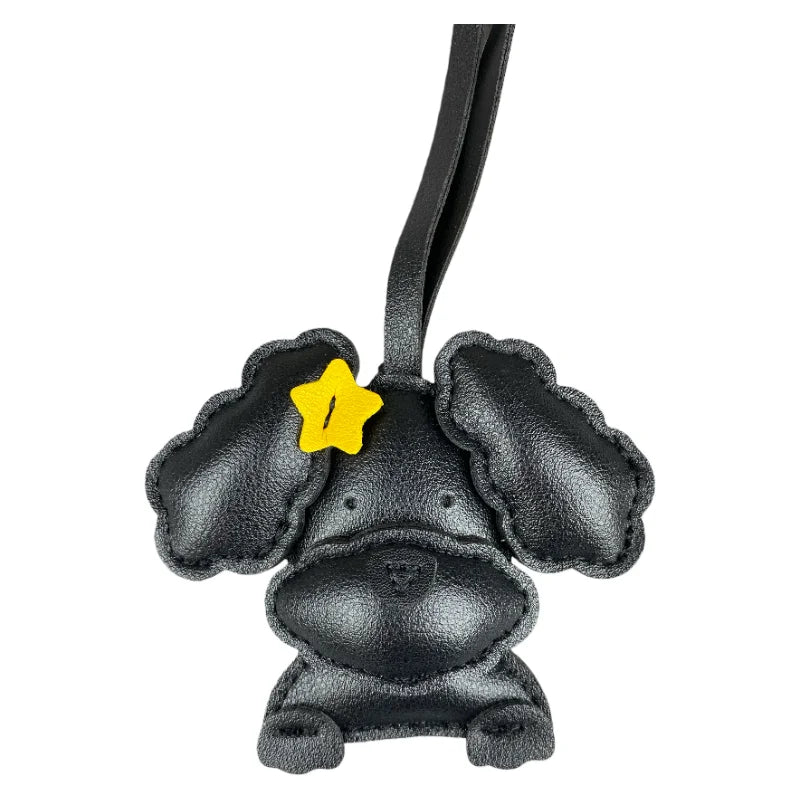 3D Plush Stuffed Poodle Dog Bag Charm - Crafted from Sturdy PU Leather with a Star Hair Clip, Well-Stitched & Fully Filled, Gift