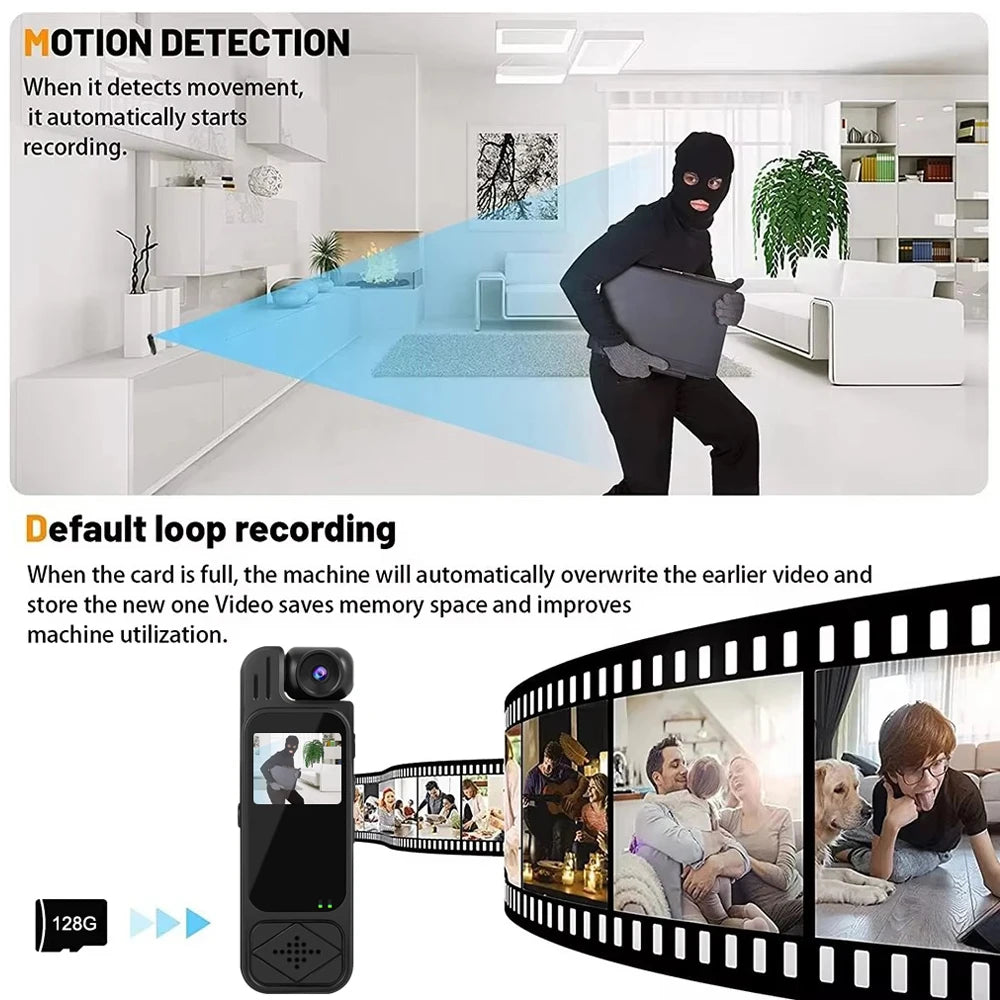 Mini Body Camera 1080P HD Sports Camera Infrared Night Vision Digital Video Recorder 1.3 Inch Bodycam Police Small Camcorder