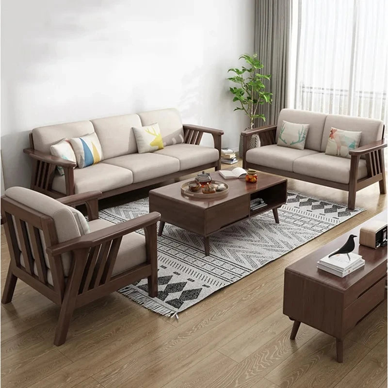 2025 Easy Installation Living Room Sofas Wooden Living Room Furniture Wooden Sofa Frame Fabric Sofa Covers