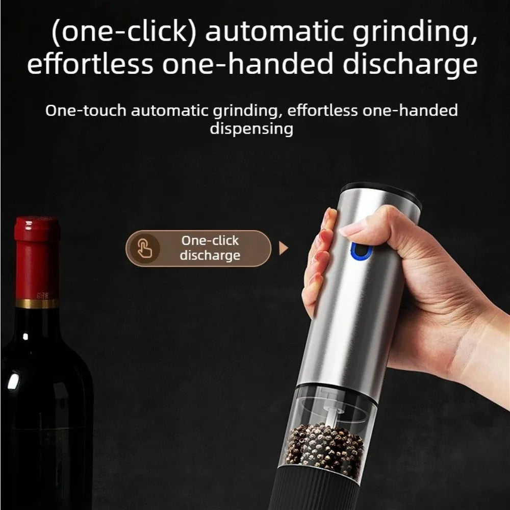 Rechargeable Automatic Salt Pepper Grinder Set Electric Grinding Mill with External Coarseness Adjustment Home Kitchen Gadgets