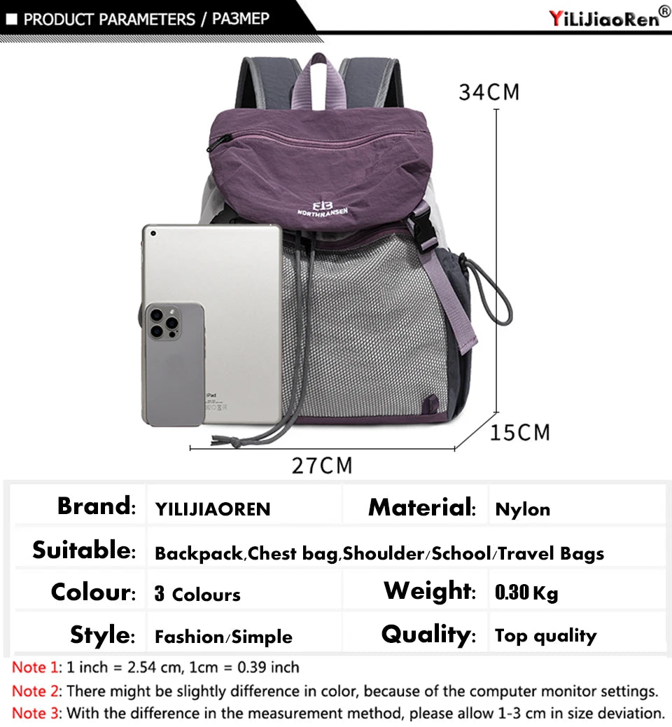 Fashion Commuter Backpack Female Waterproof Nylon Daypack Women Large Capacity School Bag for Girls Lightweight Travel Knapsack