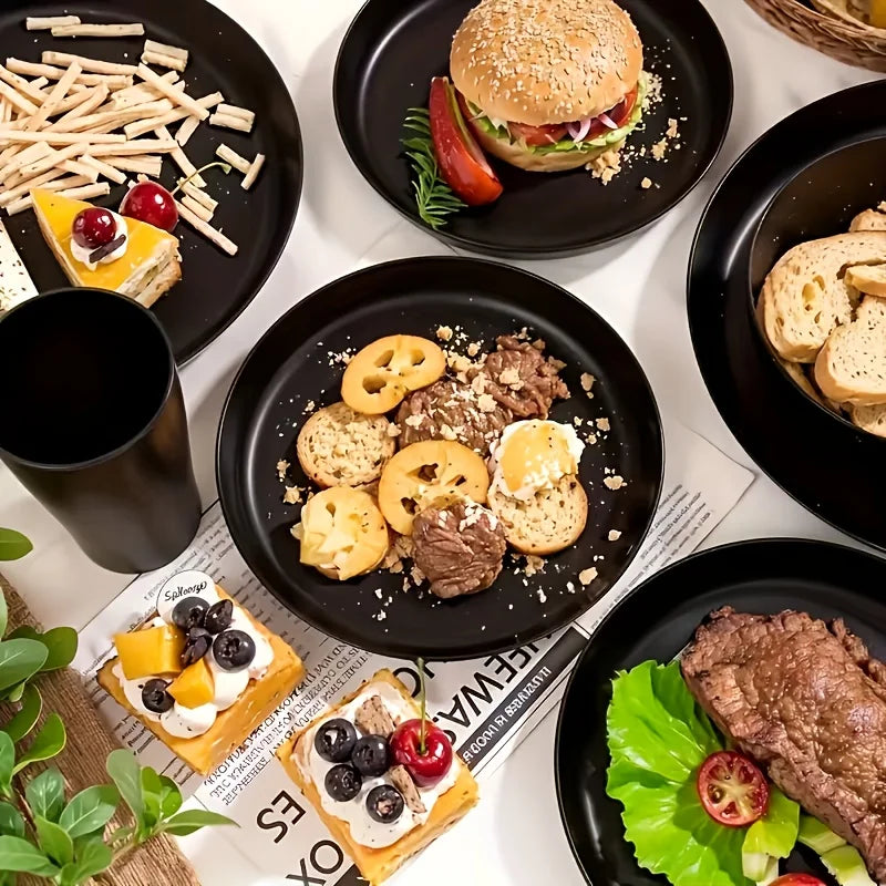 16Kitchen Set Made from Plastic Wheat Straw, Suitable for 4/8 People, Includes Plates, Dessert Plates, Cereal Bowls,