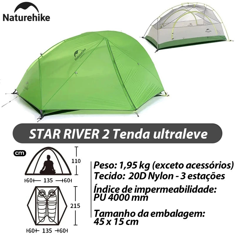 Naturehike Mongar 2 Tent Cloud Up 1 2 3 Persons Tent Star River Tent Cycling Tent Ultralight Outdoor Travel Hiking Camping Tent