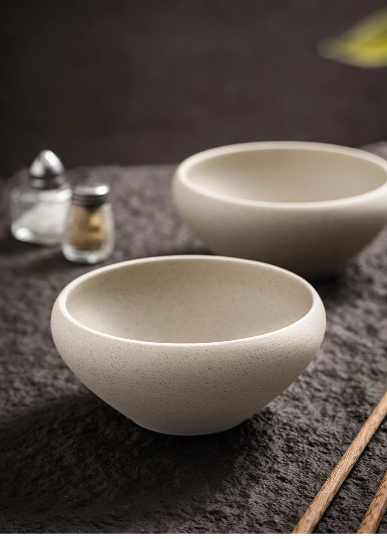 Retro Ceramic Soup Bowl Yogurt Bowl Rice Bowl Oatmeal Bowl Home Use Thick Earthenware Vintage Style Dining Utensils