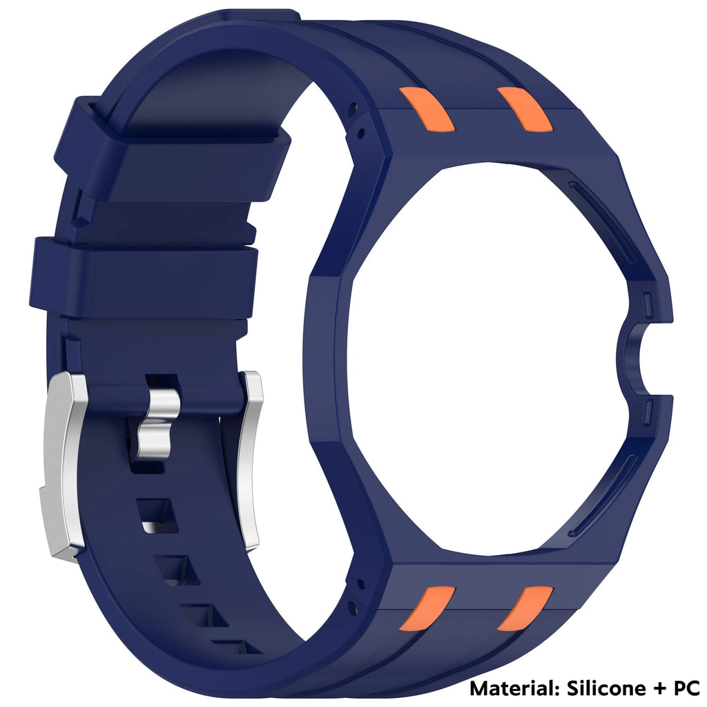2 IN 1 PC Mod Kit Case Frame +Strap for Swatch AP Royal Pop Modification Integrated Silicone Matte Cover Bumper Band Accessories