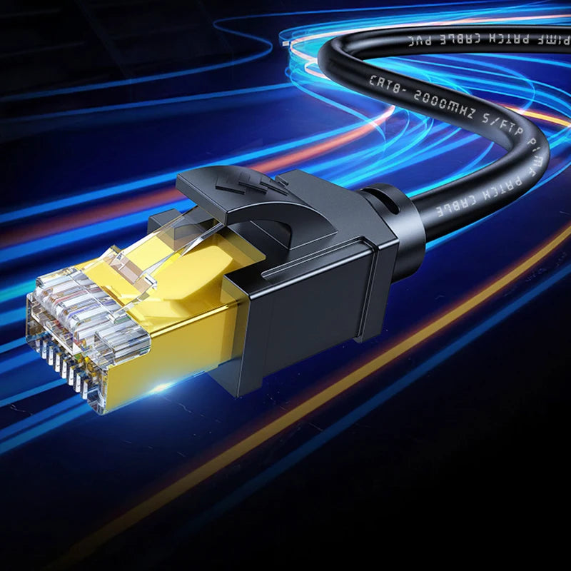 CAT8 Network Cable 40Gbps Ethernet Wire Double Shield 26AWG Thicker Pure Copper Jumper Line RJ45 Broardband PC Computer Lan Cord